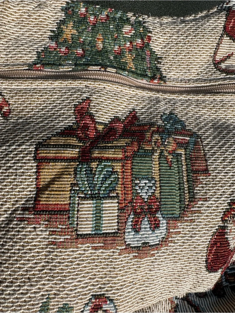 Tapestry Snowman Christmas Hobo Bag 90s Vintage